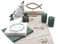Tischdeko Salbei Creme Gold Fisch Kommunion Konfirmation 20 Personen, Modell:Konfirmation