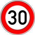 Verkehrszeichen 274-30 zulässige Höchstgeschwindigkeit 30 km/h RA2