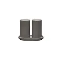 blomus Salz und Pfeffermühle -PILAR- | Mühlenset aus Keramik mit Untersetzer (Pewter)