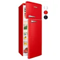 Bomann® Retro Kühlschrank mit Gefrierfach 208L | Energieklasse E | 147cm | 4 Sterne Gefrierfach | Kühl Gefrierkombination leise | 3 Ablagen | Kühlgefrierkombi | DTR 353.1 rot