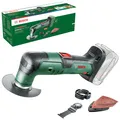 Bosch Akku-Multifunktionswerkzeug UniversalMulti 18V-32 (zum Sägen, Schneiden, Schleifen; 1x Segmentsägeblatt; 1x Tauchsägeblatt; 1x Schleifplatte; 6x Schleifblätter; 1x Tiefenanschlag; ohne Akku)