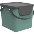 Rotho Mülltrennsystem 40L Albula - Mülleimer 40,0 x 35,8 x 34,0 cm - Abfalleimer Kunststoff mit Griffen - Müllbehälter mit Deckel und Aufklebern - Grün