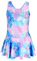 Aquarti Badeanzug Mädchen – Sportlicher Mädchen Badeanzug mit Ringerrücken Print, Farbe: 029B mit Rock/Tie Dye/Blau/Lila/Rosa, Größe: 128