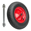 Garronda Ersatzrad Schubkarre 4.80/4.00-8 Schubkarrenrad Ø 390 mm Luftreifen 2PR Reifen bis 210 kg mit Achse Stahlfelge Kugellager für Gartenwagen Hof Baustelle GD-0163, Schwarz-Rot