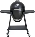 Sunjoy Kamado Grill, eierförmiger Holzkohle Grill mit Pizzaplatte, schwarz