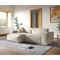 DELIFE Ecksofa Sirpio XL 270x170 cm Cord Beige Recamiere variabel - Beige