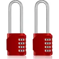 Vorhängeschloss 4-stellig, langes Bügel, 115 mm, robust, Kunststoff, rot, 2 S...