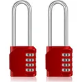 Vorhängeschloss Set, 2 Stück, 115mm lang, 4-stellig, Outdoor, rot