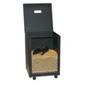 Pelletskorb mit Scheibe & Laufrollen schwarz Pellets Box  Fassungsvermögen 30 kg