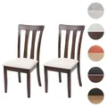 Einzelst�ck | 2er-Set Esszimmerstuhl HWC-G46, Küchenstuhl Stuhl, Stoff/Textil Massiv-Holz ~ dunkles Gestell, beige