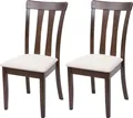 2er-Set Esszimmerstuhl HWC-G46, Küchenstuhl Stuhl, Stoff/Textil Massiv-Holz dunkles Gestell, beige