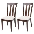 Mendler 2er-Set Esszimmerstuhl HWC-G46, Küchenstuhl Stuhl, Stoff/Textil Massiv-Holz - Dunkles Gestell, beige