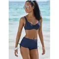 Bikini-Hotpants LASCANA, Damen, Gr. 36, N-Gr, blau (marine), Polyamid, unifarben, Badehosen, mit seitlicher Raffung