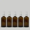 DIACLEANSHOP Glasflaschen mit Zerstäuber Set 5 x 100ml - Medizinflasche aus Braunglas mit Sprühkopf DIN18 - BPA frei