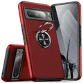 KRAFTCARE Hülle für Google Pixel 8 Pro, Handyhülle mit Eingebetteter 360° Grad Ring, Magnetische Schutzhülle TPU Stoßfest Cover Case für Google Pixel 8 Pro,Rot