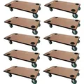 Mega Deal 10x Profi Transportroller HERCULES | BxT 30x60 cm | Traglast 200 kg | 4 Gummirollen & Griff | Sperrholzplatte | Rollbrett für Möbel Mö...