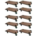 PROREGAL Profi Transportroller Hercules 30x60 cm Schwerlast bis 200 kg mit 4 Gummirollen & Griff, Sperrholzplatte, 10er Set Rollbrett für Möbel Möbelroller Transporthilfe für Umzug Pflanzen Werkstatt