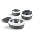 GOURMETmaxx Thermoschüssel Set 3-tlg., Polypropylen (PP)/Polyurethane (PU)/Edelstahl, 550/800/1300ml grau/weiß