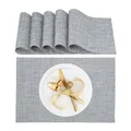 Relaxdays Tischset 6-teilig, für Esstisch, Kunststoff, 45 x 30 cm, abwaschbare Telleruntersetzer, hitzebeständig, grau