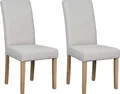 byLIVING Esszimmerstuhl 2er Set ELIAS / Webstoff taupe / Gestell Massivholz Rubberwood natur / B 47, H 99,5, T 60 cm