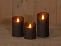 Coen Bakker 3er Set Kerze LED Echtwachskerze 10 cm + 12,5 cm + 15 cm Kerze Ø 7,5 cm viele Farben mit Timer flackender Docht Wachskerze Kerzen, Farbe:Schwarz