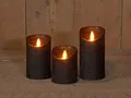 Coen Bakker Deco BV LED-Kerze 3er Set LED Echtwachskerze 10 / 12,5 & 15 cm, Ø 7,5 cm (3-tlg), große Farbauswahl, Timerfunktion, flackernder Docht