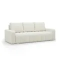 Mebligo - Sofa mit Schlaffunktion und Bettkasten 227 cm Breit Abrielle, 3 Sitzer Sofa, Schlafsofa mit Bonell Federkern, Ausziehbares Couch, Schlafcouch Wohnzimmer - Cremefarben