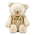 Folienballon Bär – 84 cm – Creme mit goldener Schleife – Luftfüllung – Stehender Ballon für Baby Shower & Kinderpartys