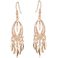 Materia Damen Ohrringe Rosegold hängend - 925 Sterling Silber orientalisch 18x65mm SO-222-Rosegold