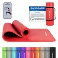 MSPORTS Gymnastikmatte Premium inkl. Tragegurt + Übungsposter + Workout App I Hautfreundliche Fitnessmatte 190 x 60 x 1,5 cm - Rubinrot - Phthalatfreie Yogamatte