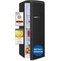 Exquisit Retro-Kühlschrank, ohne Gefrierfach, 229 Liter, groß, 5 Ablagen, Gemüsefach, Temperaturregelung, RKS325-V-H-161E mattschwarz - Schwarz