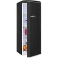 Exquisit Retro-Kühlschrank, ohne Gefrierfach, 229 Liter, groß, 5 Ablagen, Gemüsefach, Temperaturregelung, RKS325-V-H-161E mattschwarz