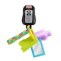 FISHER-PRICE Lernspaß Activity-Schlüssel - Stoffschlaufe mit 4 Spielzeugen zum Thema Reisen, für Säuglinge und Kleinkinder von 6 Monate bis 3 Jahre,deutsche Version, HXF50
