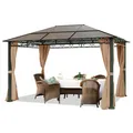 Gartenpavillon 3x4 m Pavillon festes Polycarbonatdach Pergola Partyzelt Alu Zelt