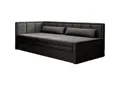 Luxusbetten24 Designer Sofa Fellano mit Schlaffunktion und Stauraum | Bezug: Samt | Farbe: Schwarz/Anthrazit | Stellvariante: Links