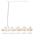 Brilliant Pendelleuchte Plow weiß Holz Landhaus stil E27 max. 5 x 10W schwenkbar