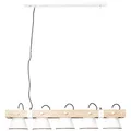 BRILLIANT Lampe Plow Pendelleuchte 5flg weiß/holz hell | 5x A60, E27, geeignet für Normallampen (nicht enthalten) | Köpfe schwenkbar