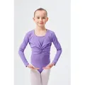 tanzmuster Crop-Top Langarm Ballett Top Mia aus wunderbar weicher Baumwolle Oberteil für Mädchen fürs Kinder Ballett lila 92/98