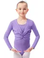 tanzmuster ® Ballettjacke Mädchen Langarm - Mia - aus sehr weichem Baumwollstoff Ballett Top zum Reinschlüpfen in lavendel, Größe 92/98