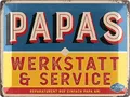LANOLU XXL Retro Blechschild PAPAS WERKSTATT - Schild Papas Service - Geburtstagsgeschenk oder Vatertagsgeschenk Schild für Vater - lustige retro Deko mit Spruch - vintage Metallschild 30x40cm