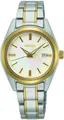 SEIKO SUR636P1 Elegante Vergoldete Damen Uhr mit Datumsanzeige / Perlmutt  neu