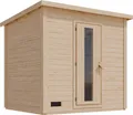 Karibu 38 mm Saunahaus Melo 3 naturbelassen mit Ofen 9 kW integrierte Strg