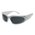 Luxxada Sonnenbrille Schnelle Brille Silber Schwarz Hardcase Techno Sportbrille Festivalbrille Raverbrille