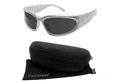 LUXXADA Sonnenbrille Herren schnelle Brille Damen Sportbrille mit Hardcase (Wrap Around Gestell in Silber) Schmale Gläser Oval UV400 Schwarz Getönt