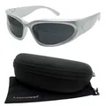 Schnelle Biker Sonnenbrille Silber Schwarz Getönt Raver Sport Brille Brillenbox