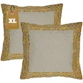2er Set Kissenbezug Handgefertigt Frisia Gold 50x50cm - Boho Deko