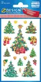 AVERY Zweckform 52401 Aufkleber Weihnachten 24 Weihnachtsbäume mit Details (Weih