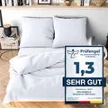Wolkenfeld Bettwäsche 200x200 Weiß 3teilig - Kuschlig weich & Bügelfrei - 1x Bettbezug + 2x Kissenbezug 80x80 - Winter Bettwäsche