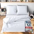 Bettwäsche 200x200 cm 3teilig – Weiß  kuschlig weich & bügelfrei – ÖKOTEX Zer...