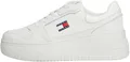 TOMMY JEANS Damen Flatform Sneaker Retro Basket aus Leder, Weiß (Ecru), 41
